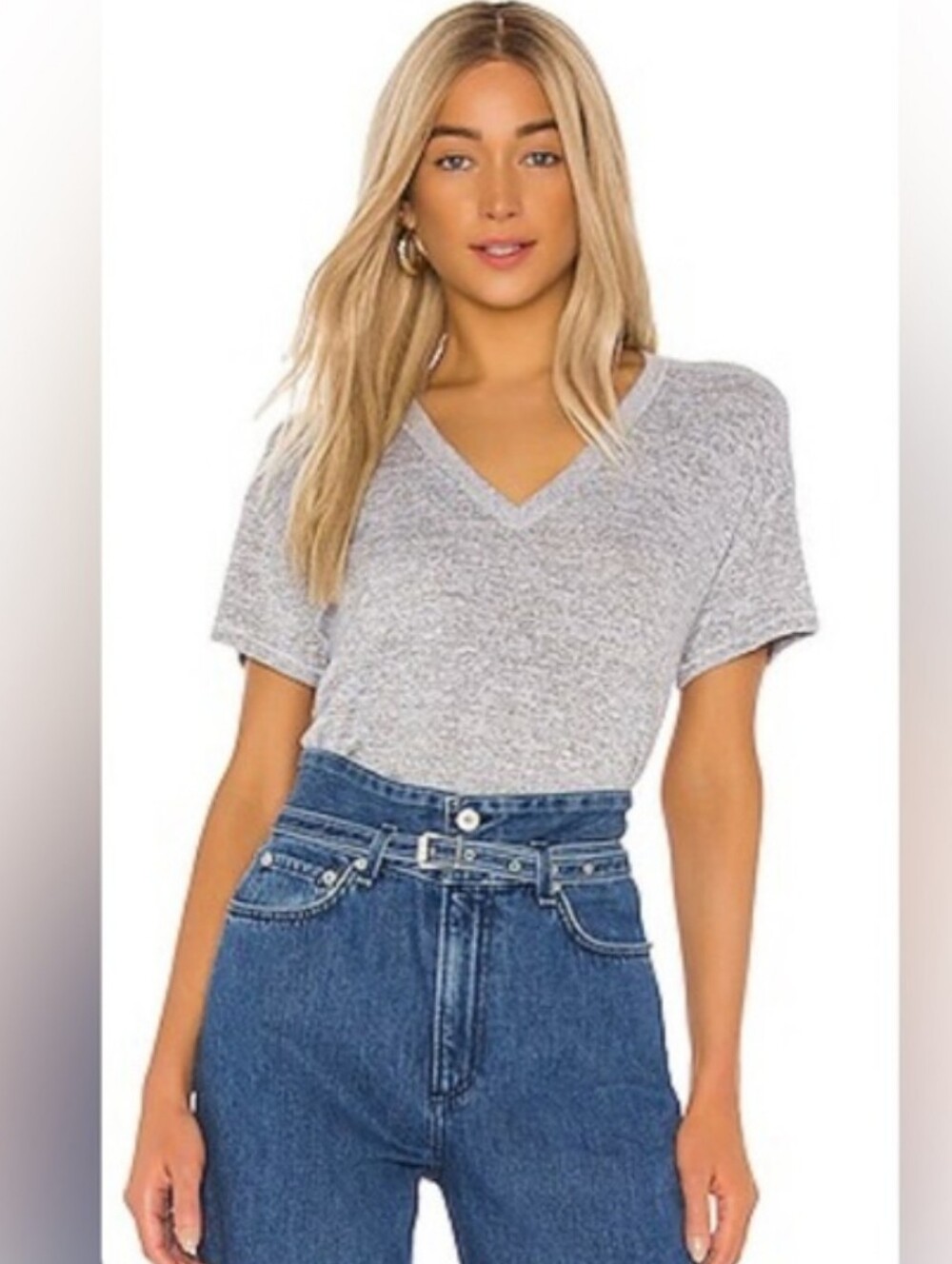 Rag & Bone Heather Gray Avryl V-neck Top M
